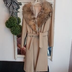 Luxurious Vintage ⚜️Fur Collar Wrap Coat With Belt ⚜️